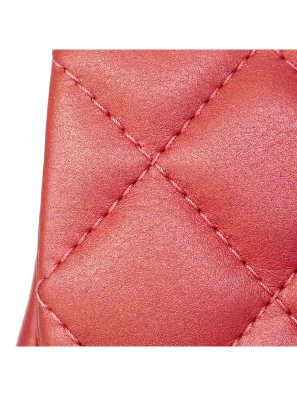 Chanel Handbag Quilted Leather Red Champagne Gold 2-Way